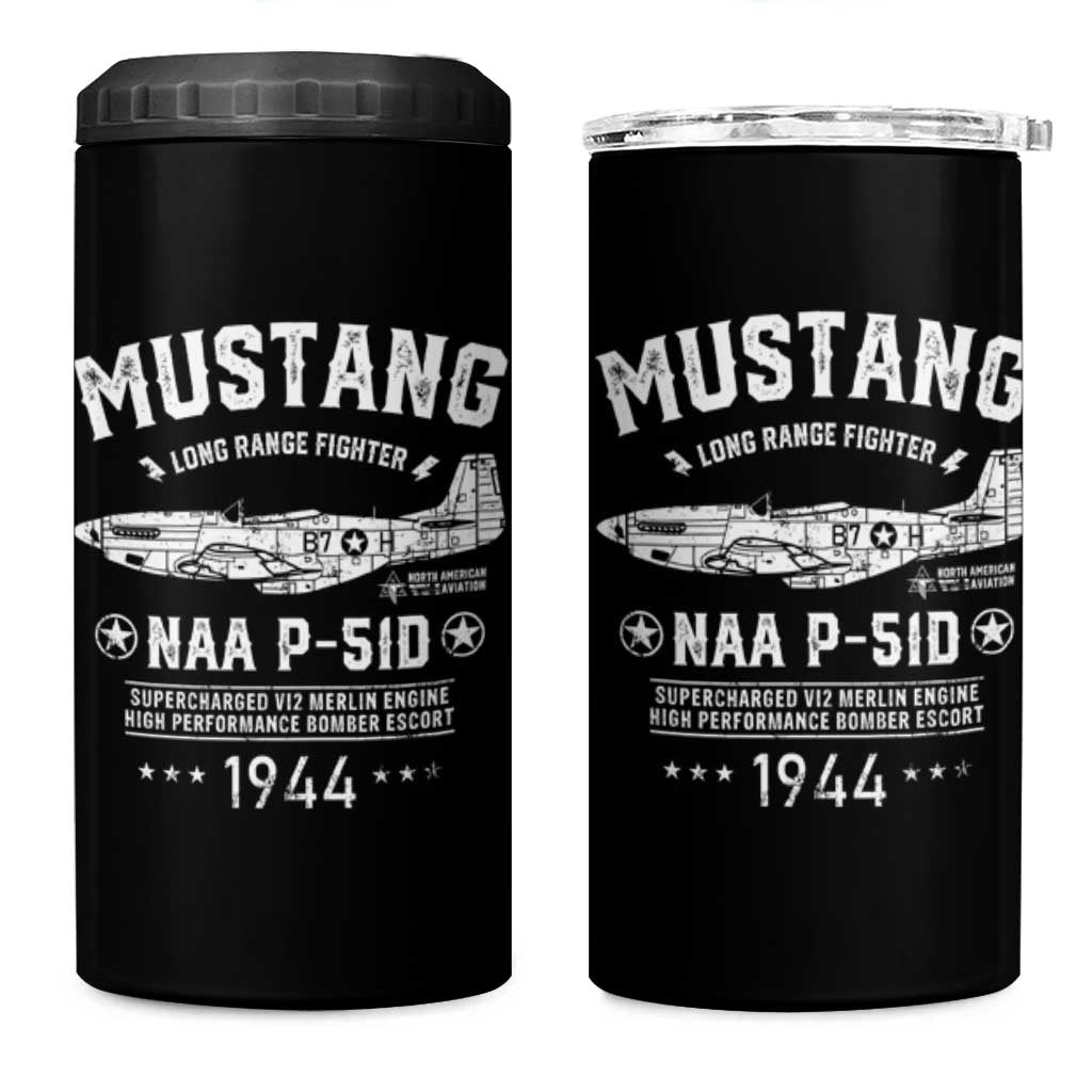 P-51 Mustang 4 in 1 Can Cooler Tumbler North American Aviation WW2 P51 Fighter Plane