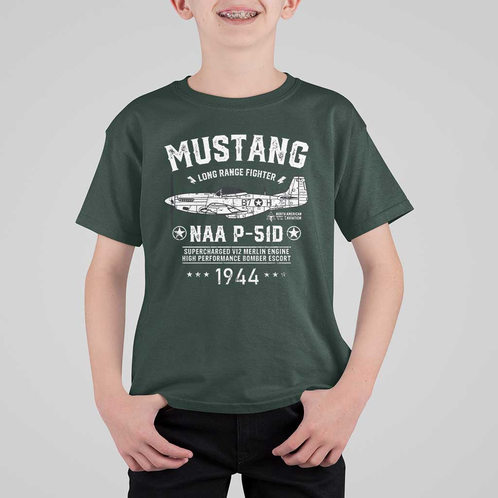P-51 Mustang T Shirt For Kid North American Aviation WW2 P51 Fighter Plane