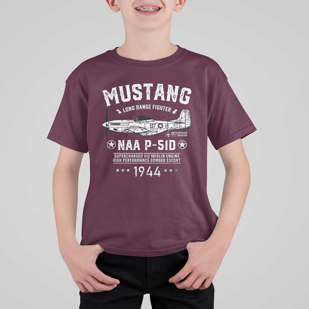 P-51 Mustang T Shirt For Kid North American Aviation WW2 P51 Fighter Plane