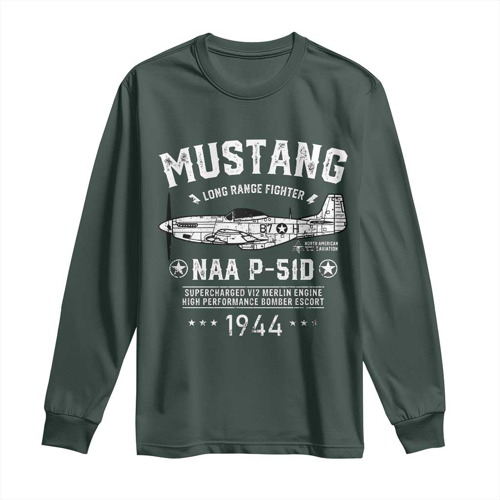 P-51 Mustang Long Sleeve Shirt North American Aviation WW2 P51 Fighter Plane