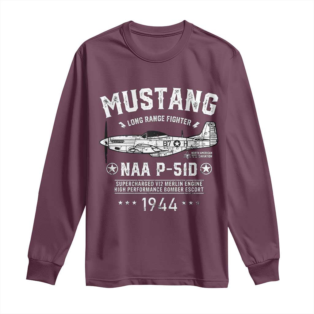 P-51 Mustang Long Sleeve Shirt North American Aviation WW2 P51 Fighter Plane