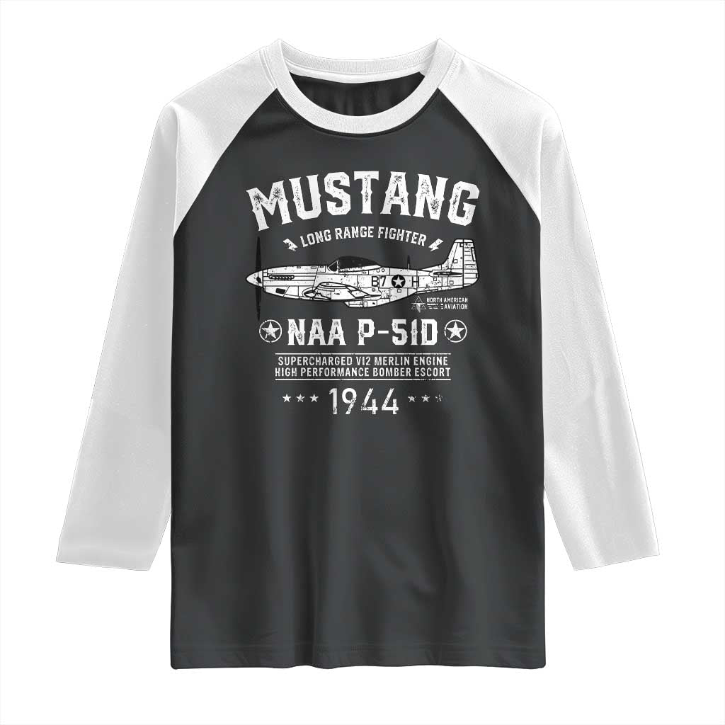 P-51 Mustang Raglan Shirt North American Aviation WW2 P51 Fighter Plane