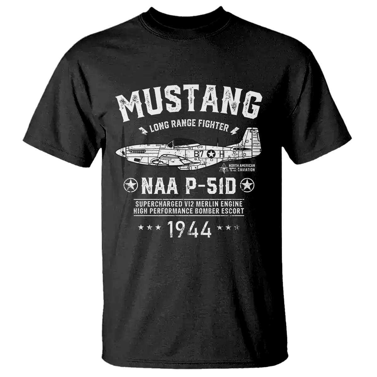 P-51 Mustang T Shirt North American Aviation WW2 P51 Fighter Plane