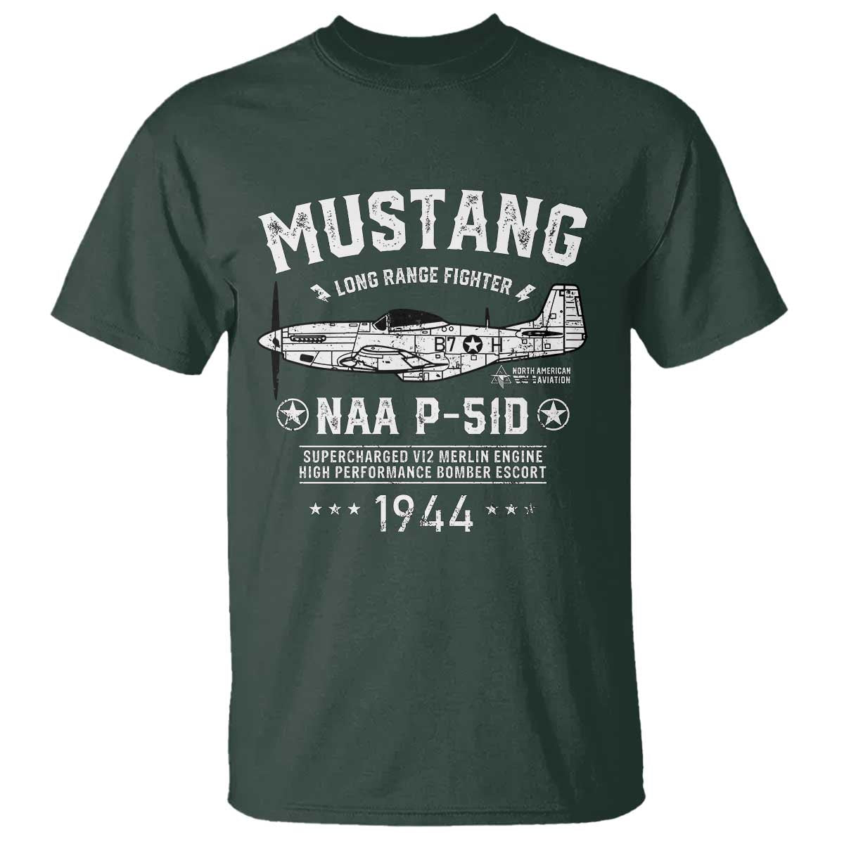 P-51 Mustang T Shirt North American Aviation WW2 P51 Fighter Plane