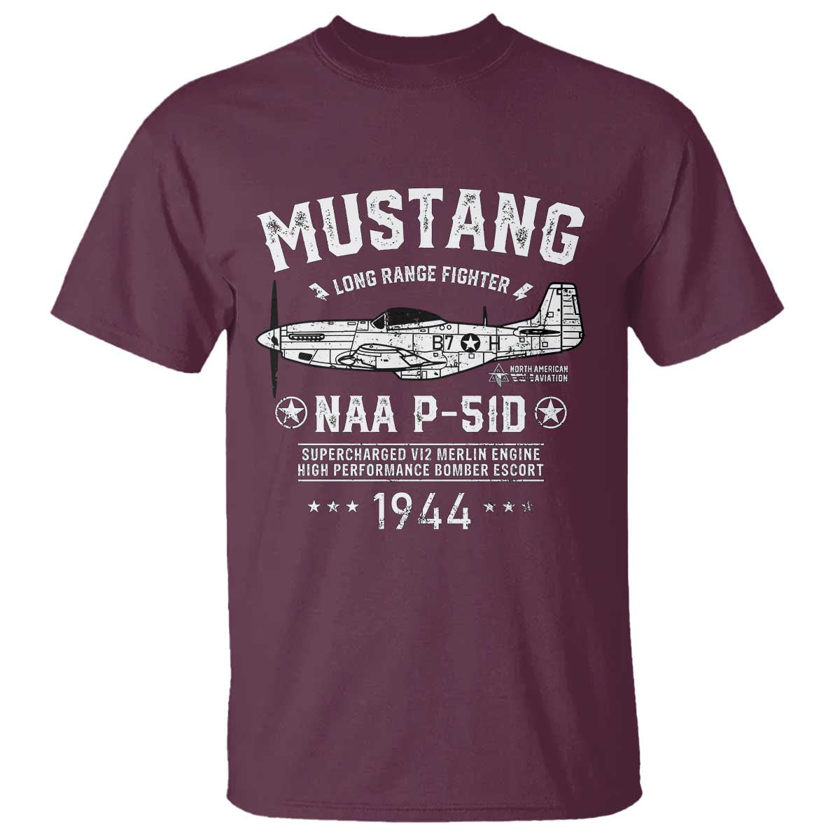 P-51 Mustang T Shirt North American Aviation WW2 P51 Fighter Plane