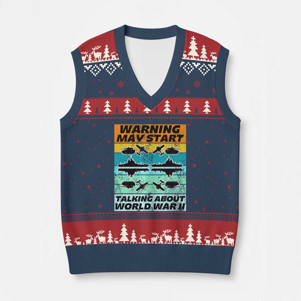 Retro World War 2 Memorabilia V-Neck Knit Sweater Vest May Start Talking About WWII WW2 Gear - Wonder Print Shop