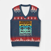 Retro World War 2 Memorabilia V-Neck Knit Sweater Vest May Start Talking About WWII WW2 Gear - Wonder Print Shop