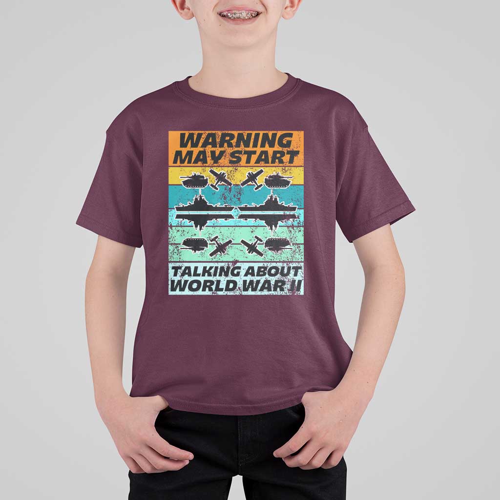 Retro World War 2 Memorabilia T Shirt For Kid May Start Talking About WWII WW2 Gear