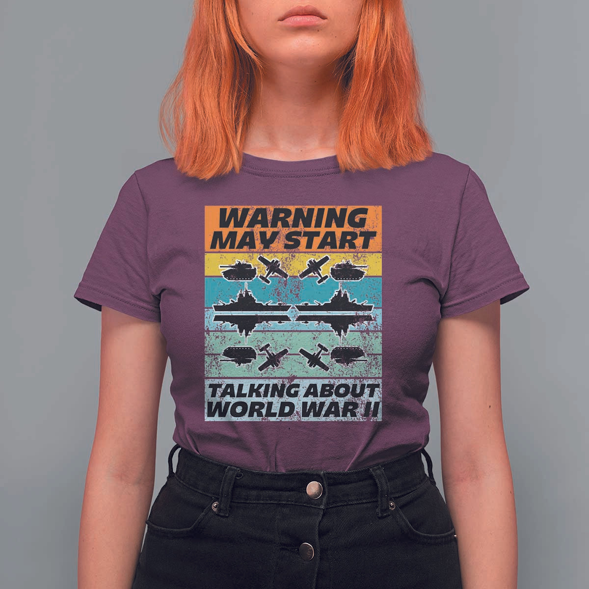 Retro World War 2 Memorabilia T Shirt For Women May Start Talking About WWII WW2 Gear