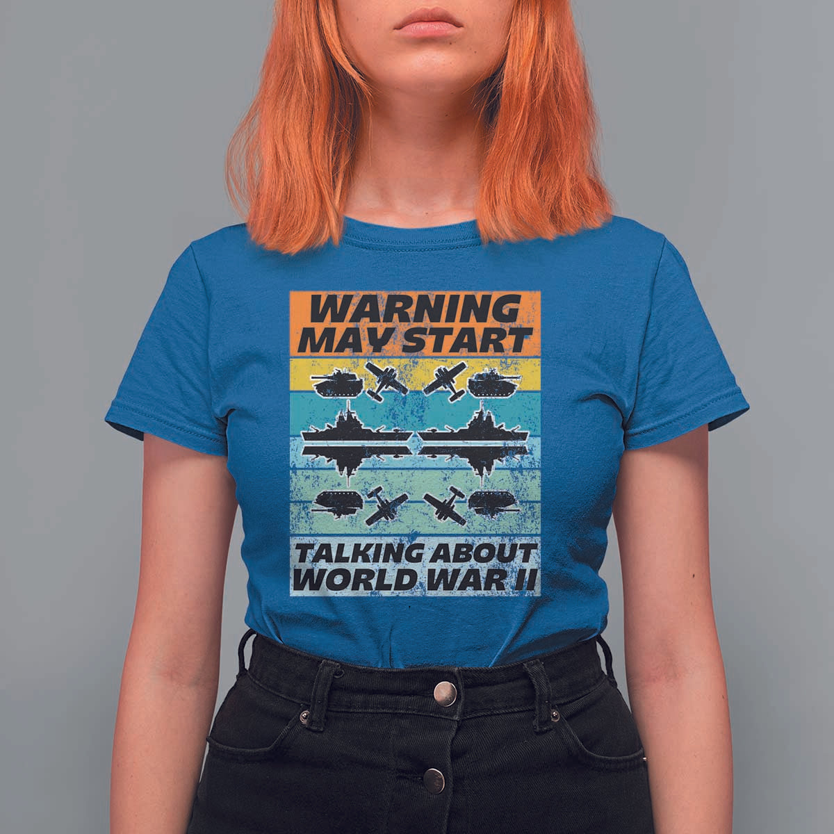 Retro World War 2 Memorabilia T Shirt For Women May Start Talking About WWII WW2 Gear