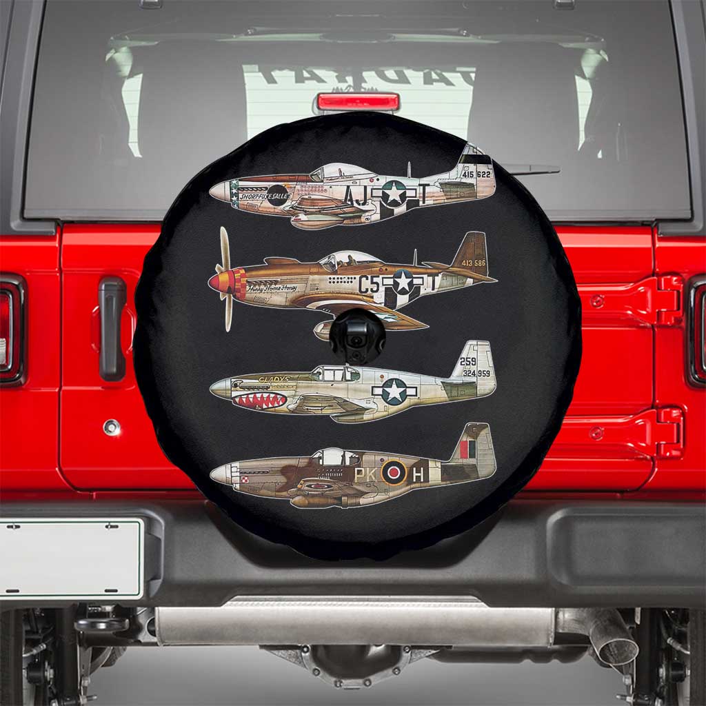 WW2 Warplanes B-17 P51 Spare Tire Cover Vintage WWII Fighter Planes Iconic Military Aircraft