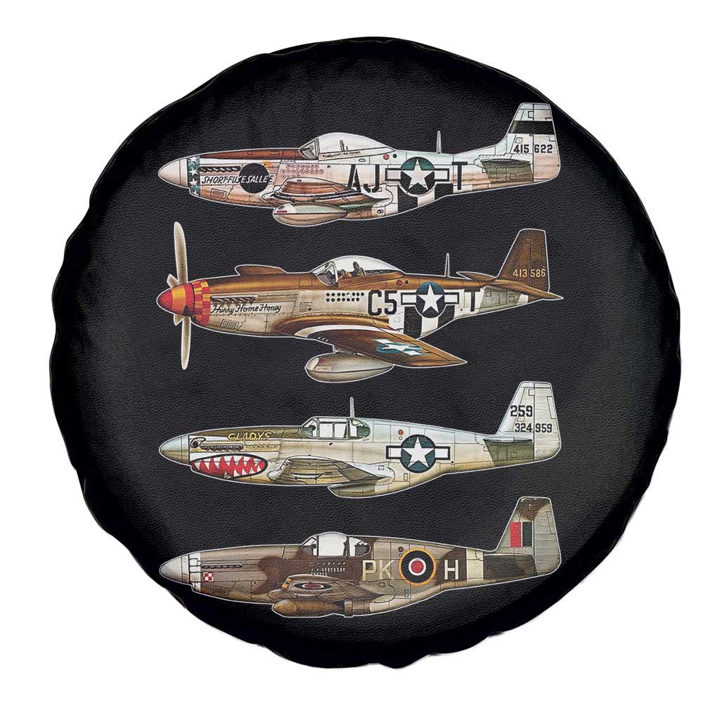 WW2 Warplanes B-17 P51 Spare Tire Cover Vintage WWII Fighter Planes Iconic Military Aircraft