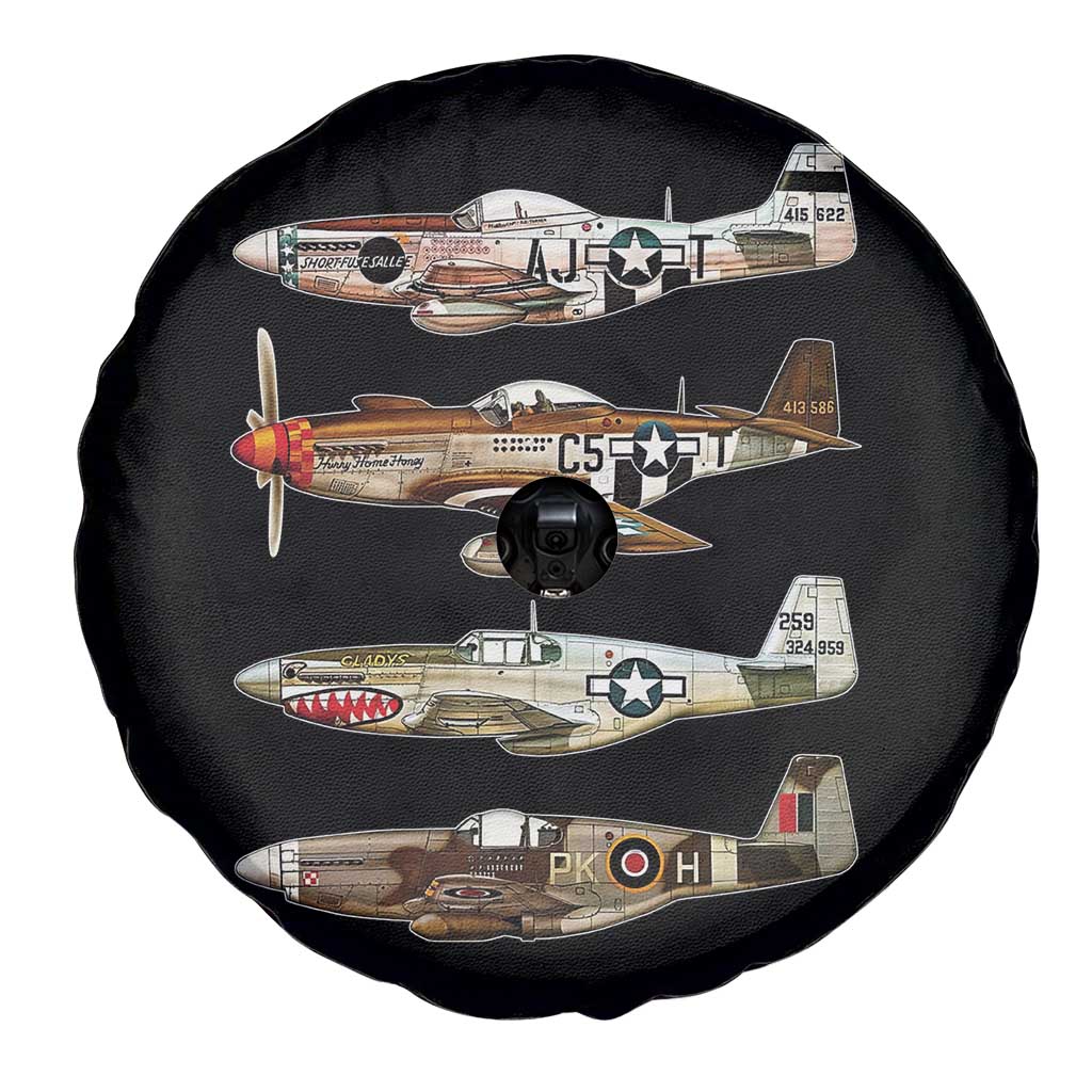 WW2 Warplanes B-17 P51 Spare Tire Cover Vintage WWII Fighter Planes Iconic Military Aircraft