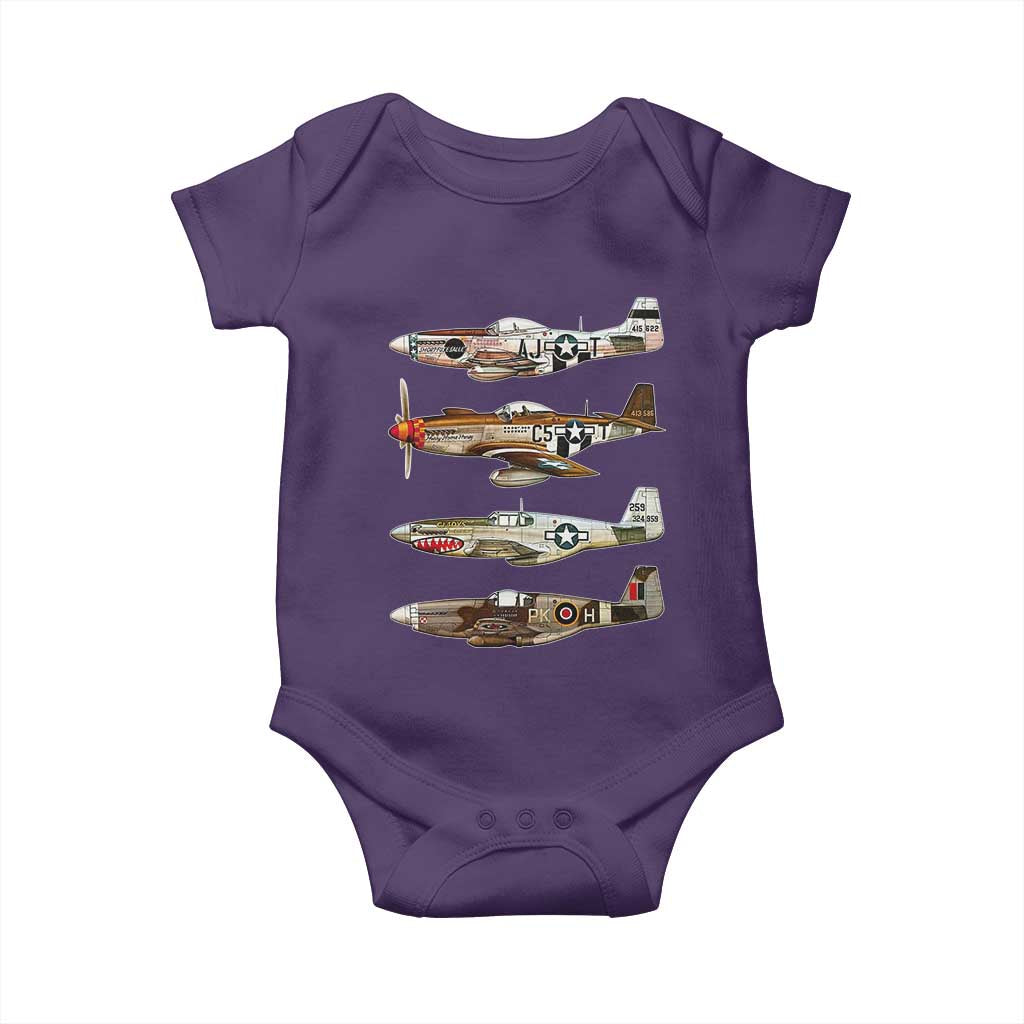WW2 Warplanes B-17 P51 Baby Onesie Vintage WWII Fighter Planes Iconic Military Aircraft