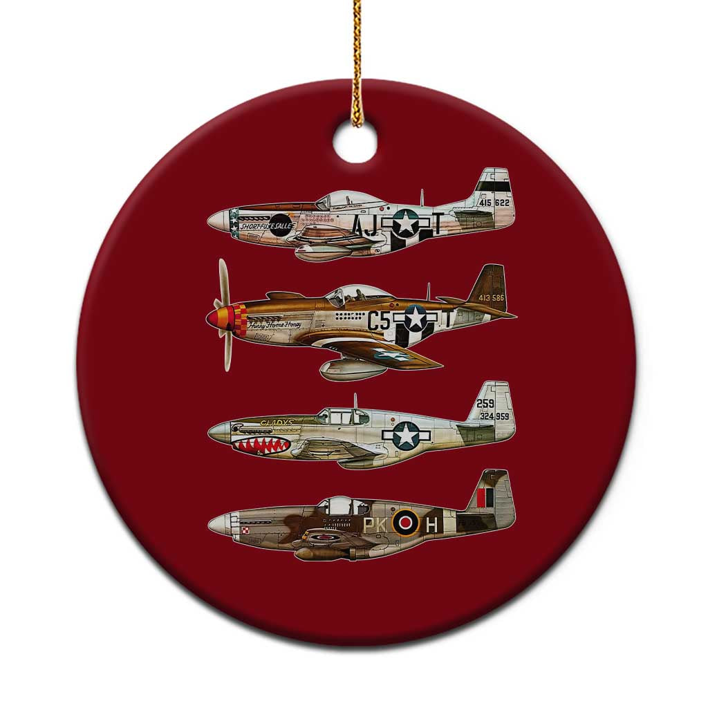 WW2 Warplanes B-17 P51 Ceramic Ornament Vintage WWII Fighter Planes Iconic Military Aircraft - Wonder Print Shop