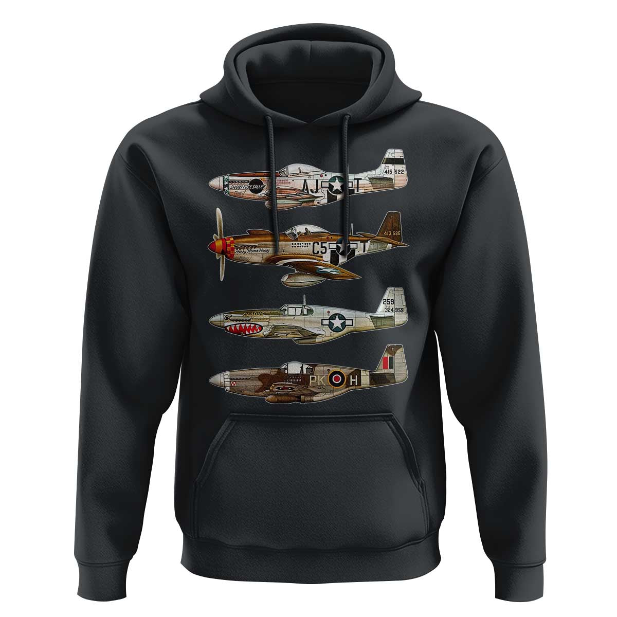 WW2 Warplanes B-17 P51 Hoodie Vintage WWII Fighter Planes Iconic Military Aircraft