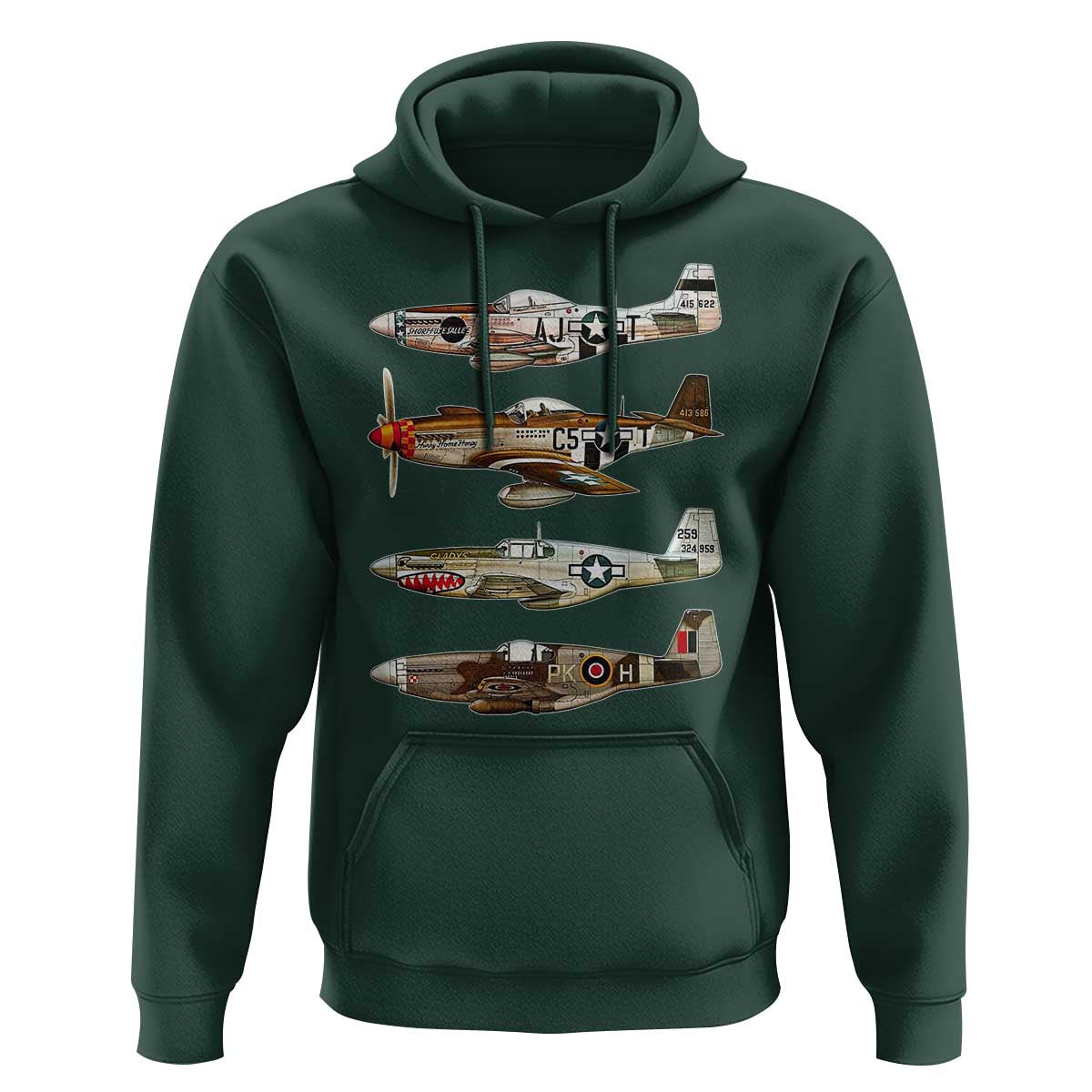 WW2 Warplanes B-17 P51 Hoodie Vintage WWII Fighter Planes Iconic Military Aircraft