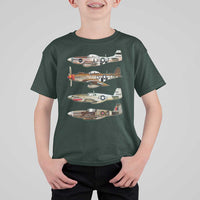 WW2 Warplanes B-17 P51 T Shirt For Kid Vintage WWII Fighter Planes Iconic Military Aircraft