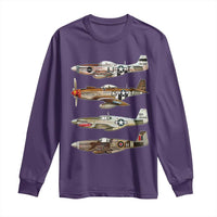 WW2 Warplanes B-17 P51 Long Sleeve Shirt Vintage WWII Fighter Planes Iconic Military Aircraft