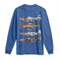 WW2 Warplanes B-17 P51 Long Sleeve Shirt Vintage WWII Fighter Planes Iconic Military Aircraft