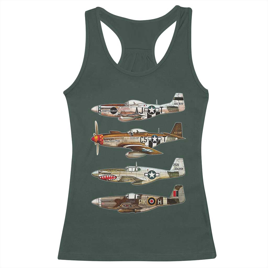 WW2 Warplanes B-17 P51 Racerback Tank Top Vintage WWII Fighter Planes Iconic Military Aircraft