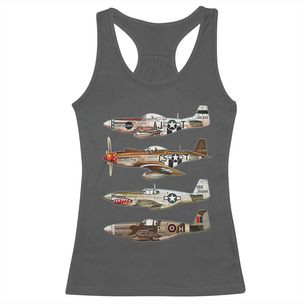 WW2 Warplanes B-17 P51 Racerback Tank Top Vintage WWII Fighter Planes Iconic Military Aircraft
