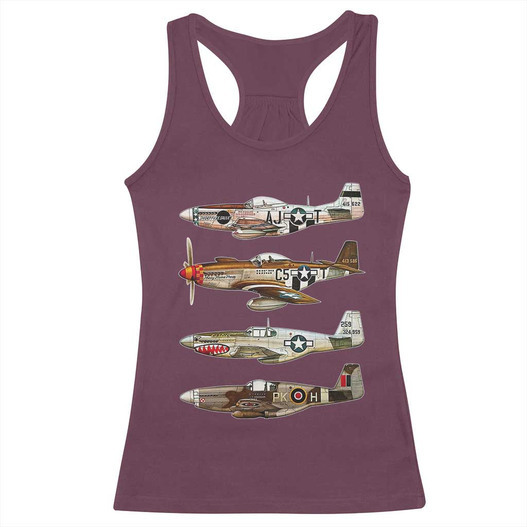WW2 Warplanes B-17 P51 Racerback Tank Top Vintage WWII Fighter Planes Iconic Military Aircraft