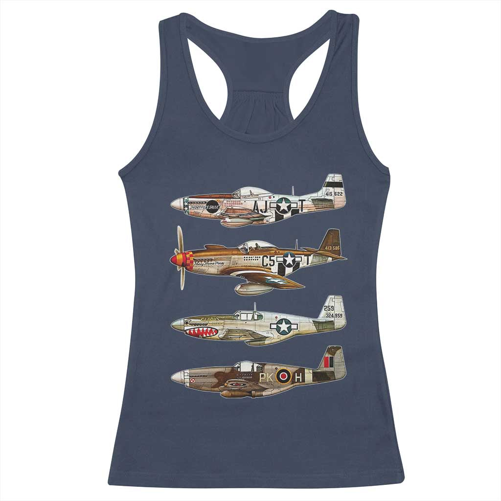 WW2 Warplanes B-17 P51 Racerback Tank Top Vintage WWII Fighter Planes Iconic Military Aircraft