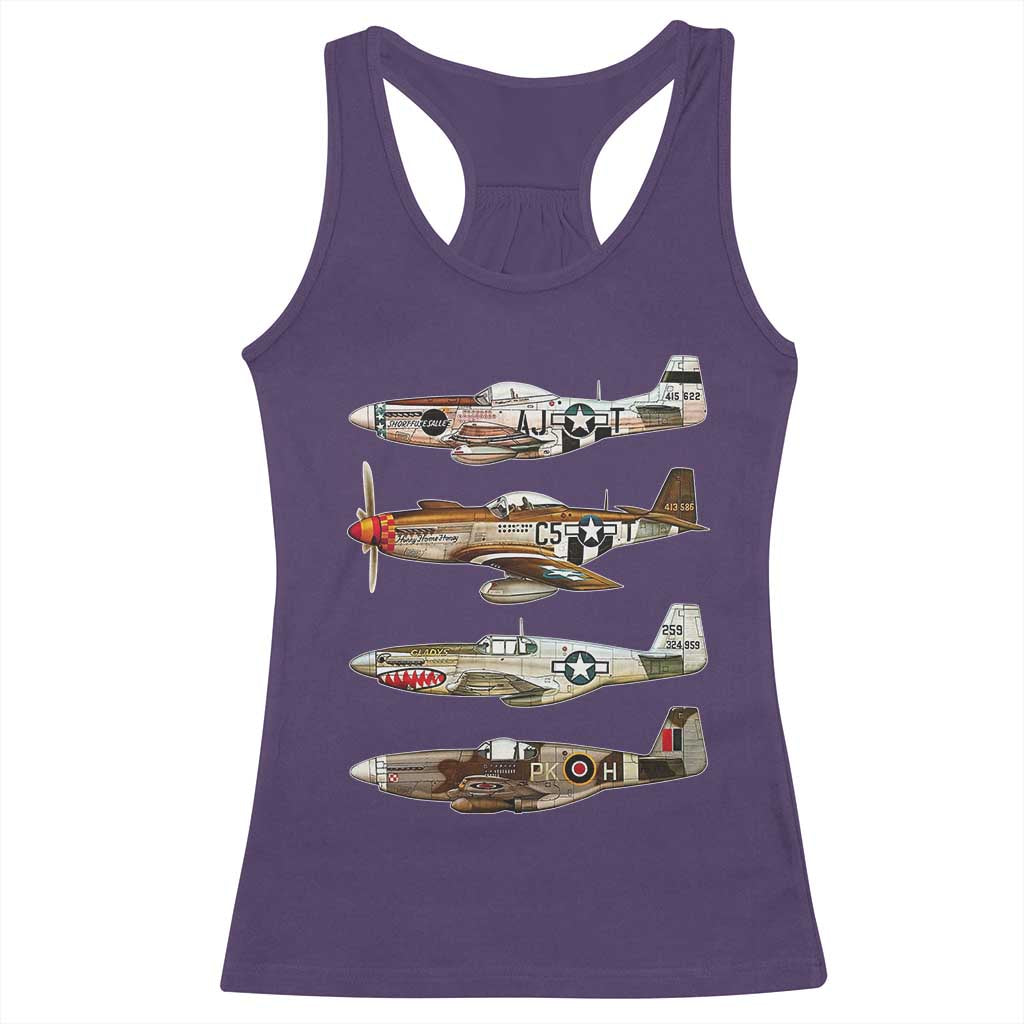 WW2 Warplanes B-17 P51 Racerback Tank Top Vintage WWII Fighter Planes Iconic Military Aircraft