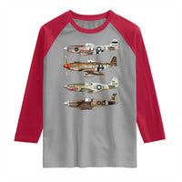 WW2 Warplanes B-17 P51 Raglan Shirt Vintage WWII Fighter Planes Iconic Military Aircraft