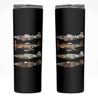 WW2 Warplanes B-17 P51 Skinny Tumbler Vintage WWII Fighter Planes Iconic Military Aircraft