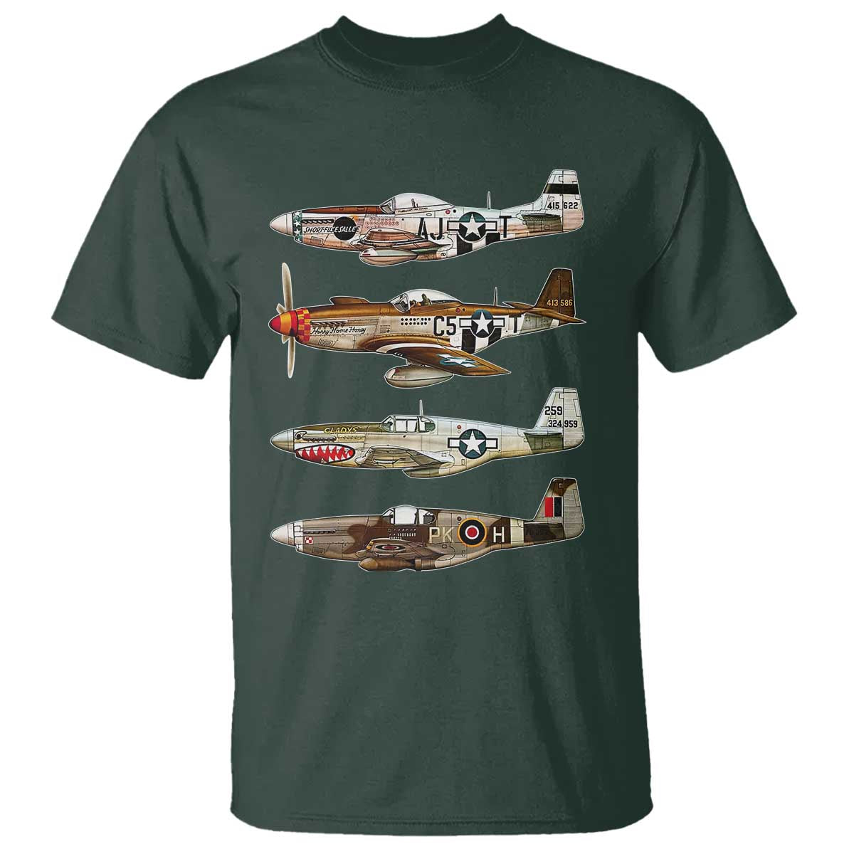 WW2 Warplanes B-17 P51 T Shirt Vintage WWII Fighter Planes Iconic Military Aircraft