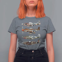 WW2 Warplanes B-17 P51 T Shirt For Women Vintage WWII Fighter Planes Iconic Military Aircraft