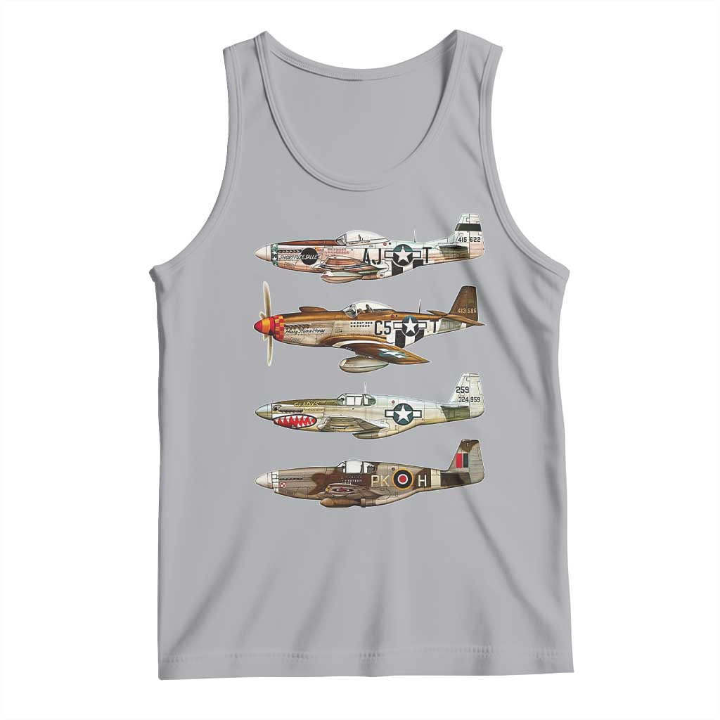 WW2 Warplanes B-17 P51 Tank Top Vintage WWII Fighter Planes Iconic Military Aircraft