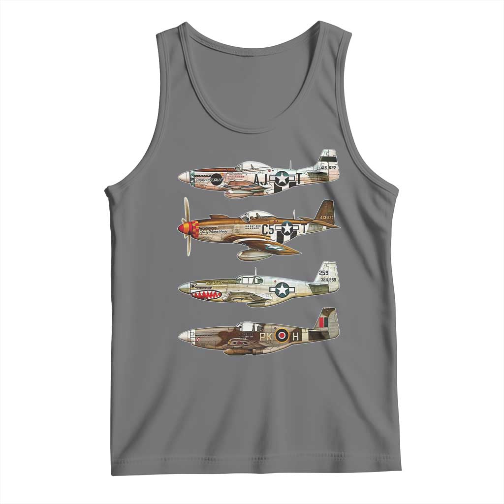 WW2 Warplanes B-17 P51 Tank Top Vintage WWII Fighter Planes Iconic Military Aircraft