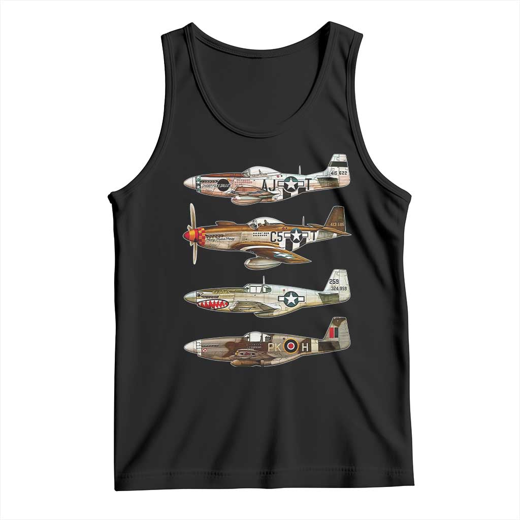 WW2 Warplanes B-17 P51 Tank Top Vintage WWII Fighter Planes Iconic Military Aircraft
