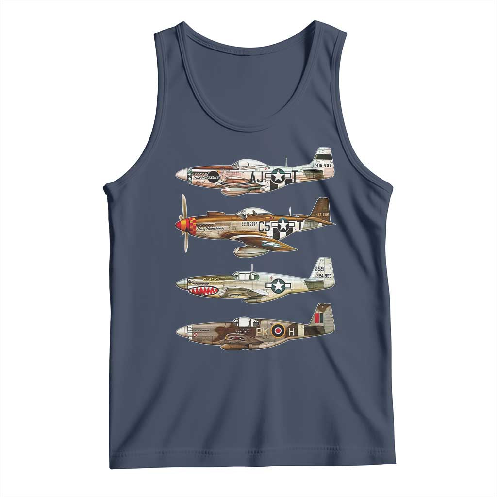 WW2 Warplanes B-17 P51 Tank Top Vintage WWII Fighter Planes Iconic Military Aircraft
