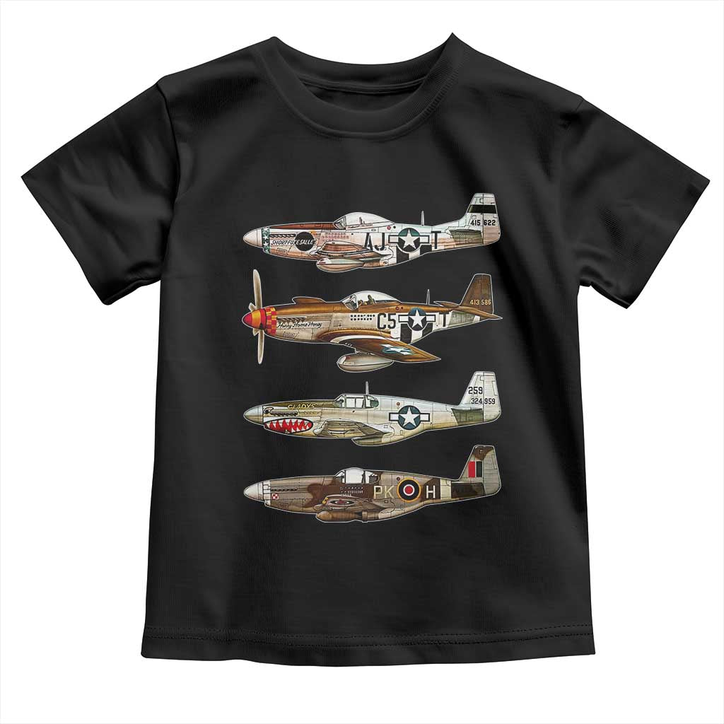 WW2 Warplanes B-17 P51 Toddler T Shirt Vintage WWII Fighter Planes Iconic Military Aircraft