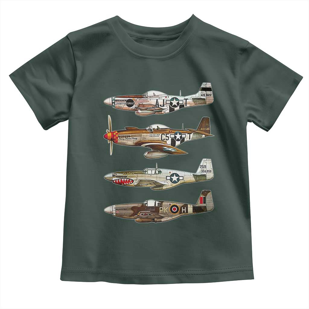 WW2 Warplanes B-17 P51 Toddler T Shirt Vintage WWII Fighter Planes Iconic Military Aircraft