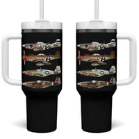 WW2 Warplanes B-17 P51 Tumbler With Handle Vintage WWII Fighter Planes Iconic Military Aircraft