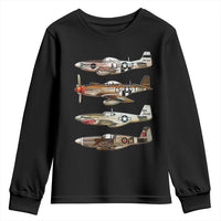 WW2 Warplanes B-17 P51 Youth Sweatshirt Vintage WWII Fighter Planes Iconic Military Aircraft