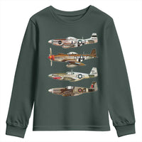 WW2 Warplanes B-17 P51 Youth Sweatshirt Vintage WWII Fighter Planes Iconic Military Aircraft
