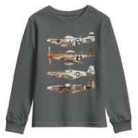 WW2 Warplanes B-17 P51 Youth Sweatshirt Vintage WWII Fighter Planes Iconic Military Aircraft