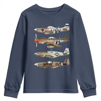 WW2 Warplanes B-17 P51 Youth Sweatshirt Vintage WWII Fighter Planes Iconic Military Aircraft