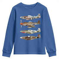 WW2 Warplanes B-17 P51 Youth Sweatshirt Vintage WWII Fighter Planes Iconic Military Aircraft