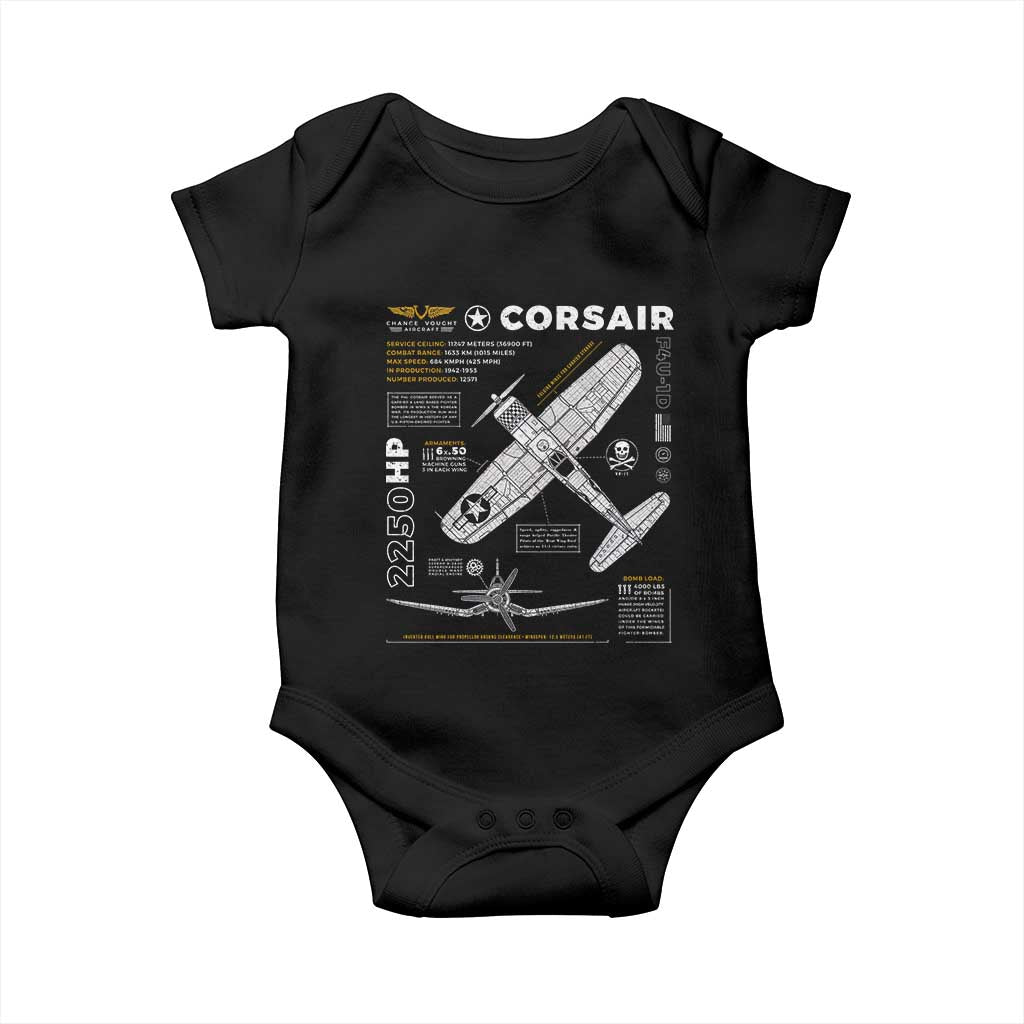 F4U Corsair Baby Onesie WW2 Fighter Plane US WWII Warbird Vintage