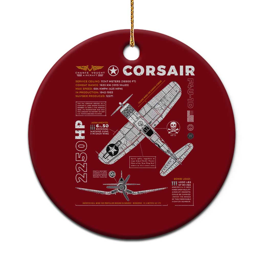 F4U Corsair Ceramic Ornament WW2 Fighter Plane US WWII Warbird Vintage - Wonder Print Shop