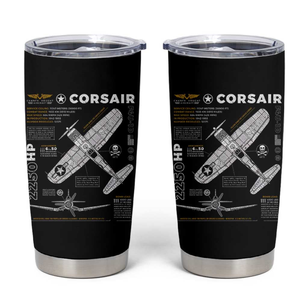 F4U Corsair Tumbler Cup WW2 Fighter Plane US WWII Warbird Vintage