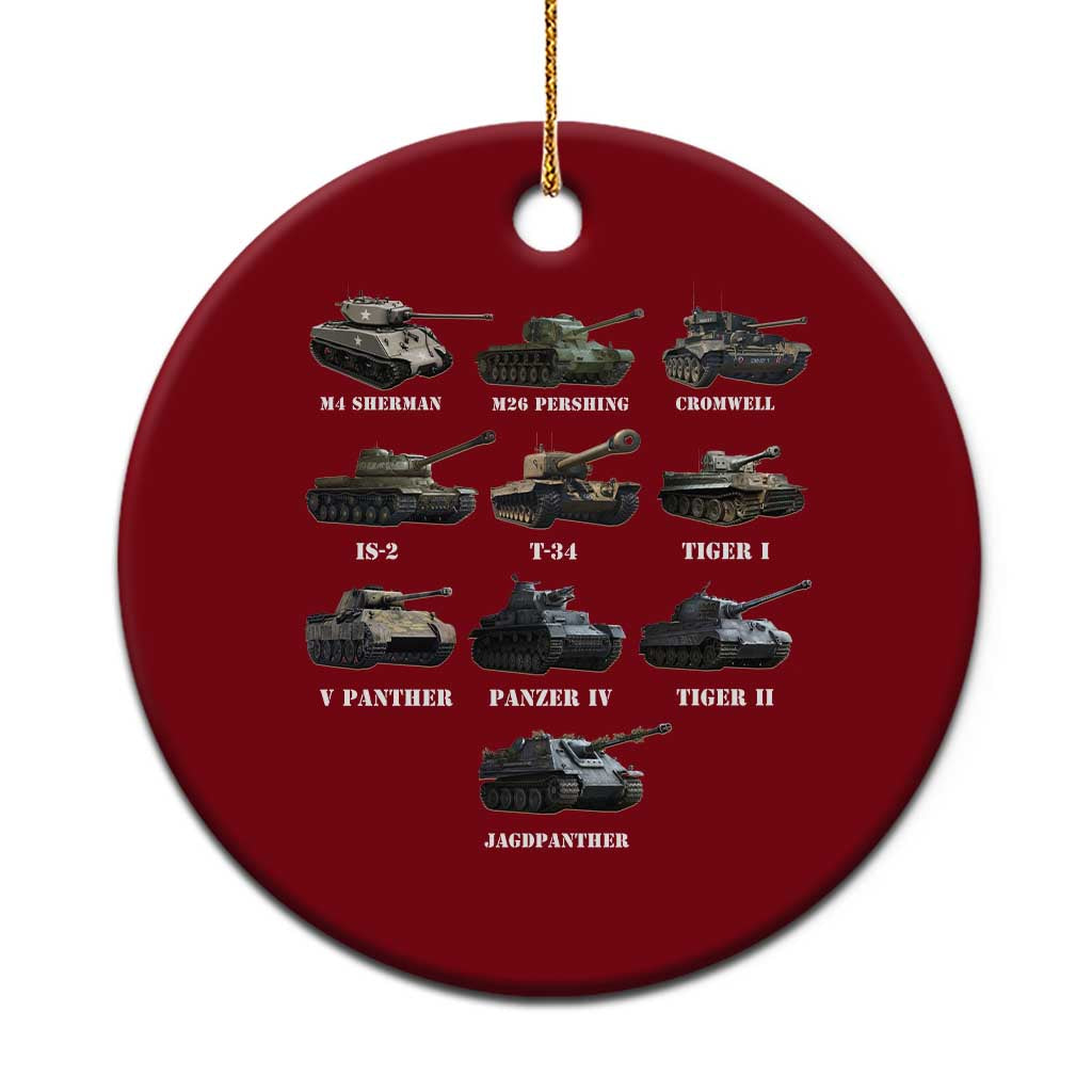 WW2 Tanks Ceramic Ornament M4 Sherman Panzer IV Tiger II T-34 History Buff - Wonder Print Shop