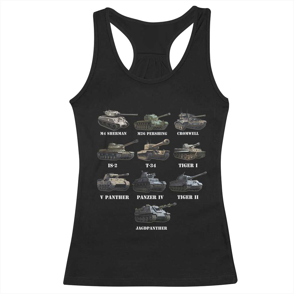WW2 Tanks Racerback Tank Top M4 Sherman Panzer IV Tiger II T-34 History Buff